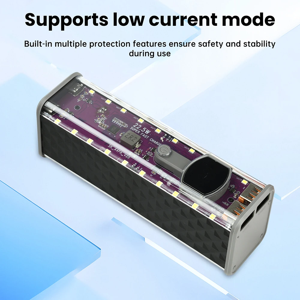 8*18650 Power Bank Case PD22.5 W Fast Charger Transparent Battery Storage Shell Type-C Port DIY Electronic Kit