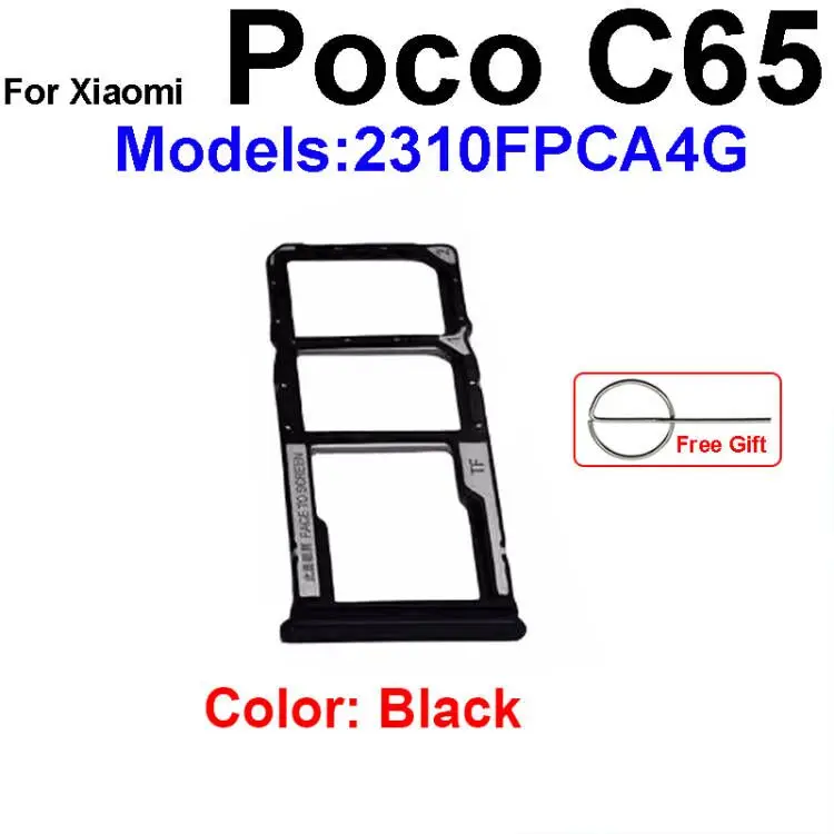 Sim Card Tray Holder For Xiaomi Poco C40 C50 C55 C65 C75 SIM Card Slot Holder Socket Card Reader Adapter Replacement Repair