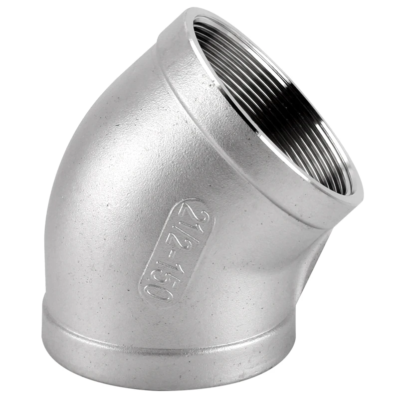 45 Degree Elbow 1/8＂1/4＂1/2＂3/4＂1＂1-1/4＂1-1/2＂2＂3＂4＂BSP Female/Male Thread Connector Coupler 304 Stainless Pipe Fitting Adapter