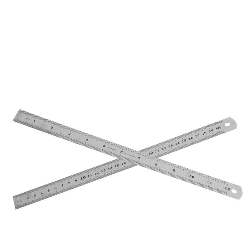 Bolsa bolsillo acero inoxidable, 30CM, 12 medición con regla Metal métrica, doble cara, envío directo