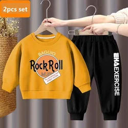 Autumn Baby Girls Clothes Set Letter Printed Pullover Sweatshirts Top And Pants Bottom 2 Pieces Suit Kid Children Boy Tracksuits