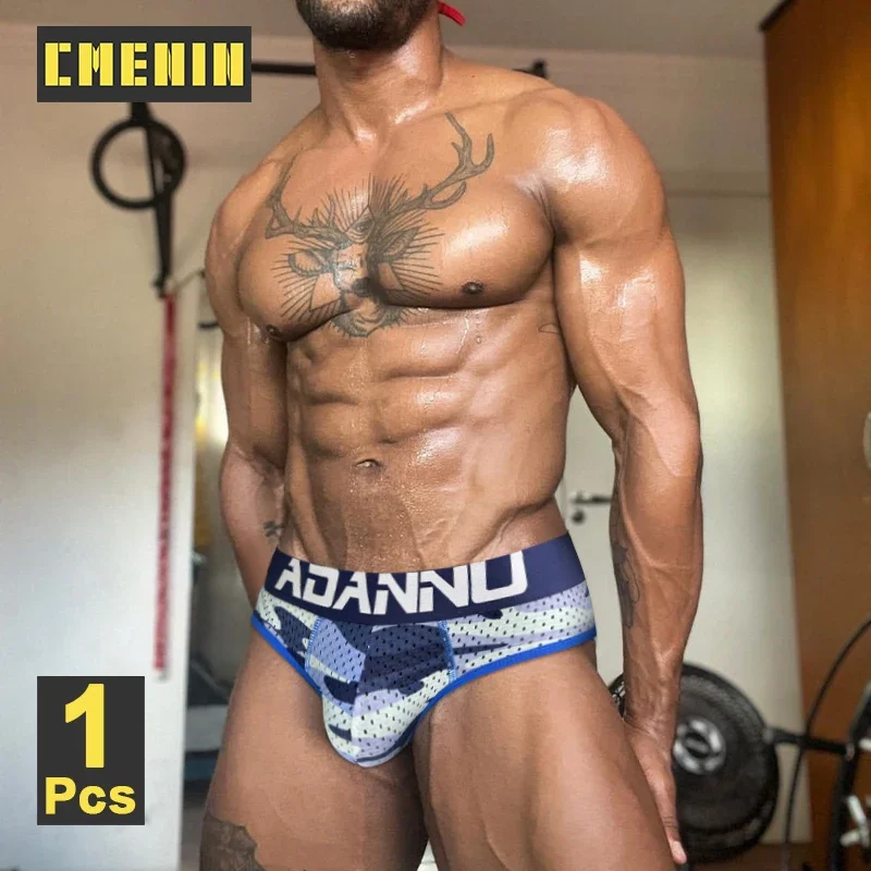 CMENIN Men Cotton Underwear Breathable Mesh Men\'s Briefs Sexy Hip Pad Mens Camouflage Underpants Gays Bikini Man Panties Briefs