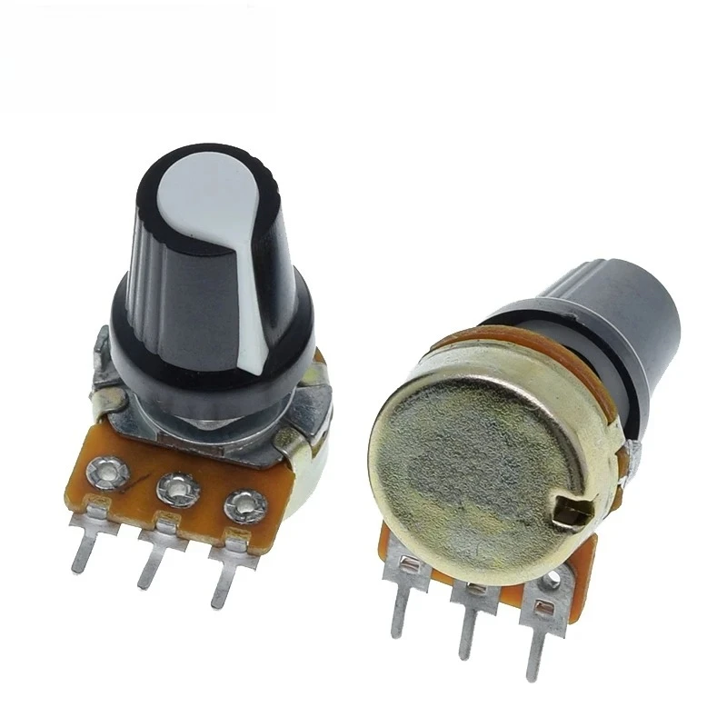 AG2 weiße Kappe 100 Sätze 3-poliger linearer Kegel-Drehpotentiometer-Widerstände, geeignet für Arduino