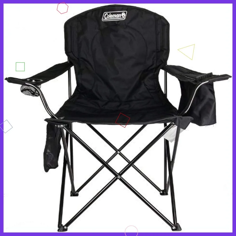 

Portable Camping Chair with Built-in Cooler, Cushioned Seat & Back, Side Pockets & Cup Holder for Outdoor Adventures