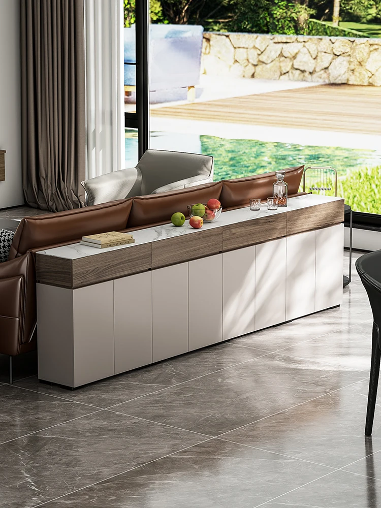 

Italian sofa backrest cabinet modern simple rock slab dining side cabinet ultra-thin living room back partition storage cabinet