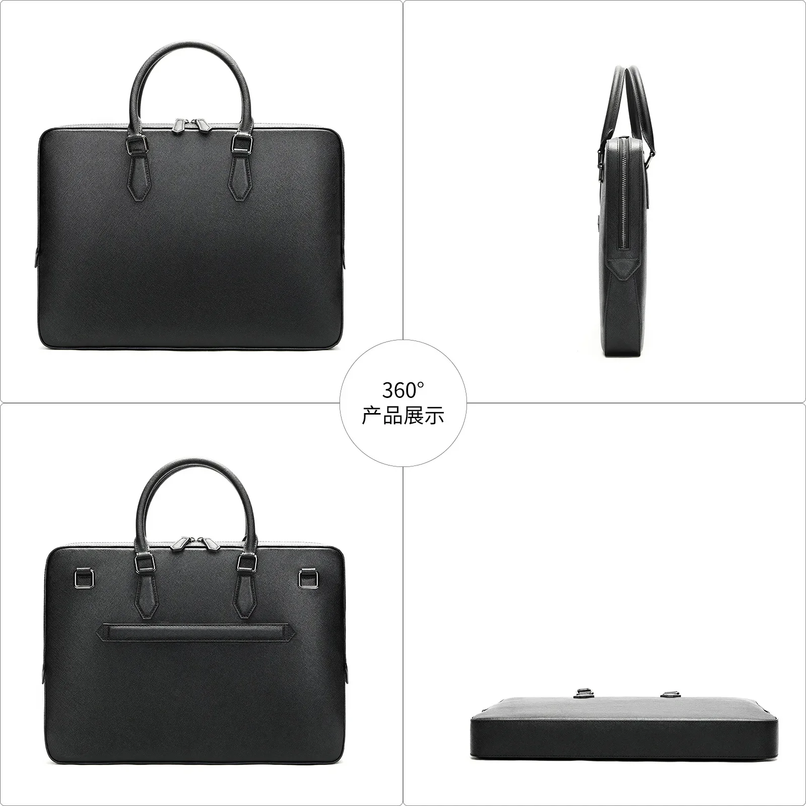 Valigetta da uomo in vera pelle, borsa per laptop di grande capacità con stile business, semplice ed elegante, materiale in pelle di vacchetta