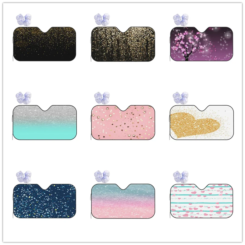 Universal Car Windshield Sunshade,Blush Pink Glitter Pattern Digital Print Sun Shield Protector Foldable Sun Visor Covers