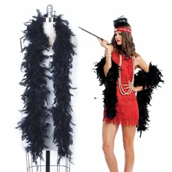 Black White Feather Boa 2Yards Fluffy Turkey Marabou Feather 1920S Shawl/Scarf 38g Plumas forWedding Party Christmas Decoration