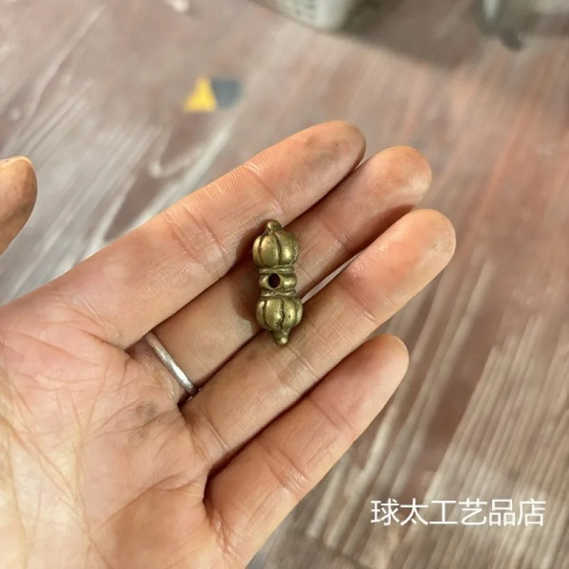 Tibetan-style brass pendant, three-way Buddha head bracelet accessory, Vajra pendant, vintage mini necklace charm, copper jewelr