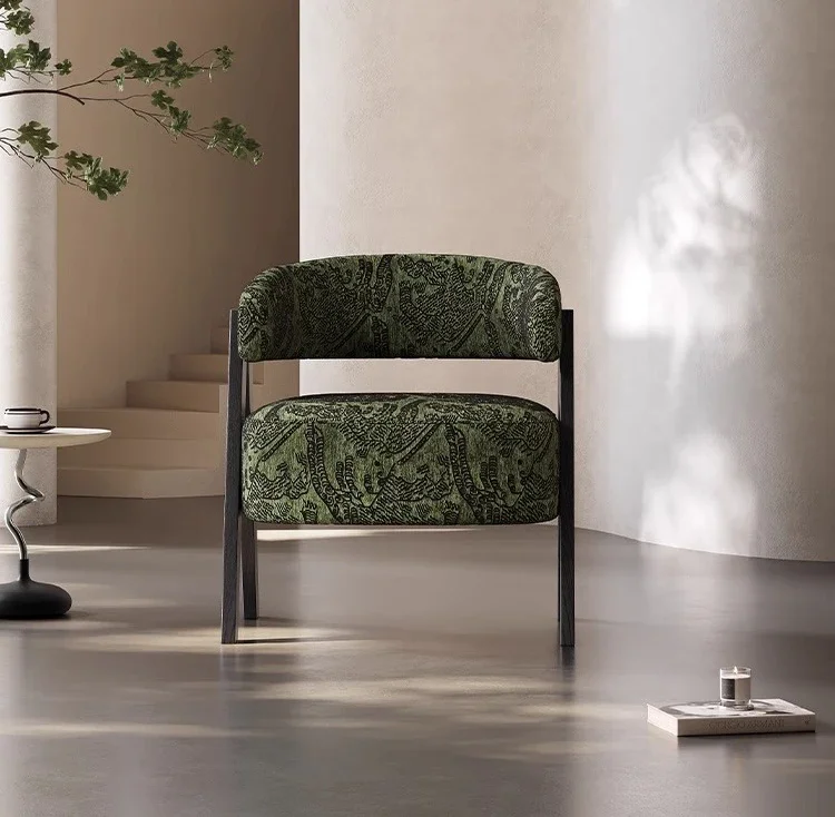 

ls 51 Italian sofa chair casual retro wabi style designer creative fabric single sofa chair