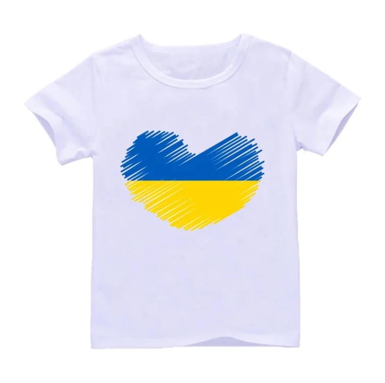 Funny Ukraine Love T Shirt Ukrainian Sunflower Art T-Shirt Harajuku Kids Tshirt  Boys Girls Short Sleeve Tops