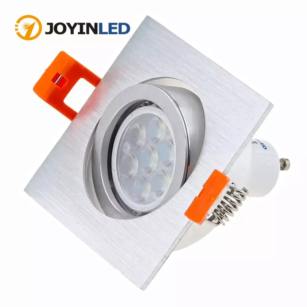 

Brush Silver Square Recessed Down Light Adjustable Frame for GU10 MR16 Led Spotlights Cutout 65MM Down Light Fittings