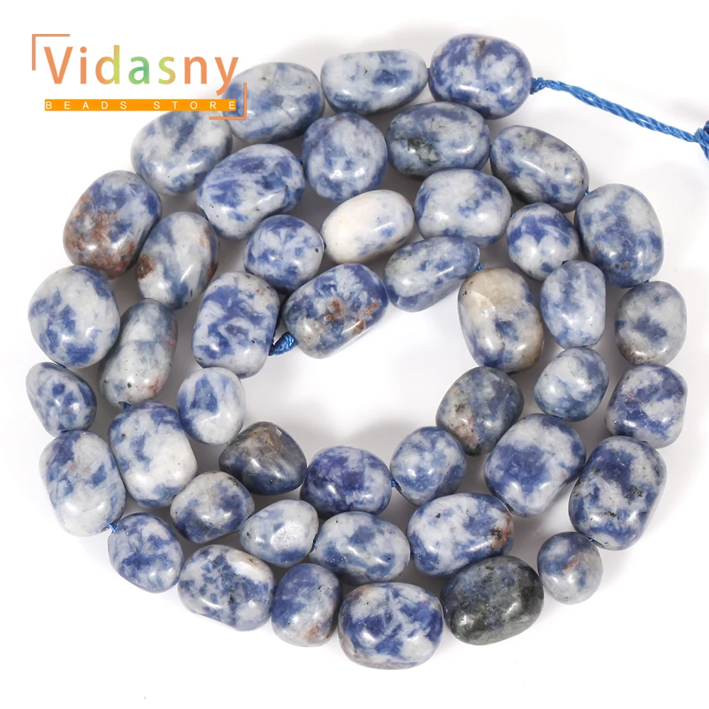 8-10mm Natürliche Blaue Fleckensteine, Unregelmäßige Ovale Lose Perlen für Schmuckherstellung, DIY-Armbänder und Accessoires – Detail 3