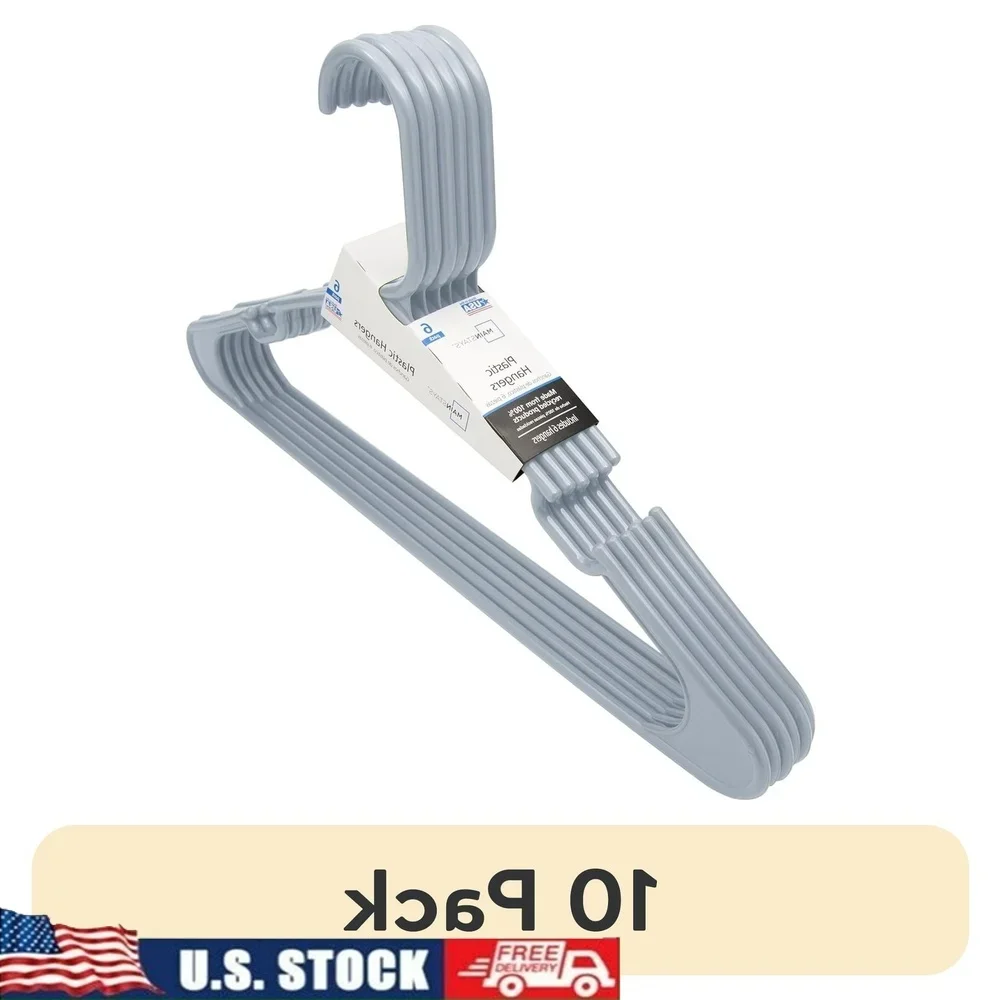 

10 Pack Durable Plastic Hangers Adult Teen Clothing Non Slip Closet Organizer Ideal Home Office Travel