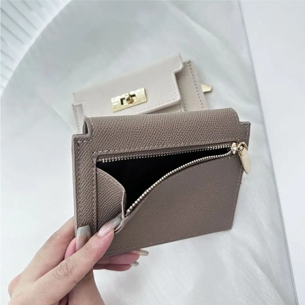 New Two Fold Women\'s Wallet PU Leather Zipper Coin Purse Short Style Solid Color Card Bag Girls