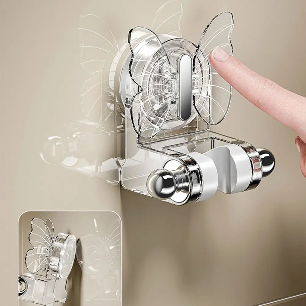 Butterfly Suction Cup Shower Bracket Adjustable Removable No Punching Shower Head Holder Waterproof Wall Mount Shower Fixed Base