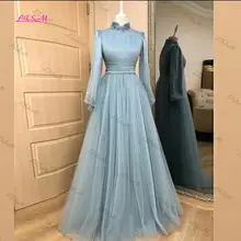 Vintage Royal Blue Evening Dresses V-Neck Half Sleeves Mid Slit Formal Women Prom Gowns Special Occasion Dresses