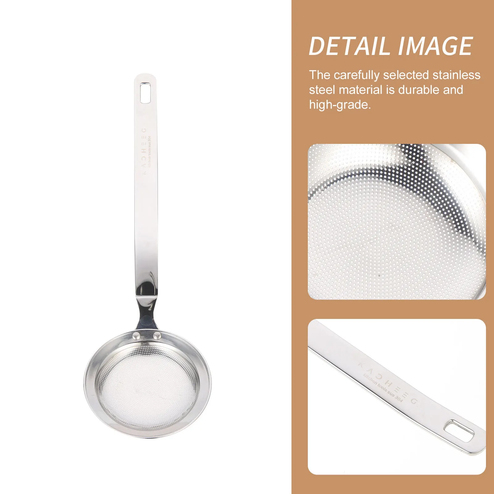 

1pc Stainless Steel Mesh Strainer Fine Oil Skimmer For Frying Noodles Kitchen Cooking Tool Rust Proof Heat Resistant Food