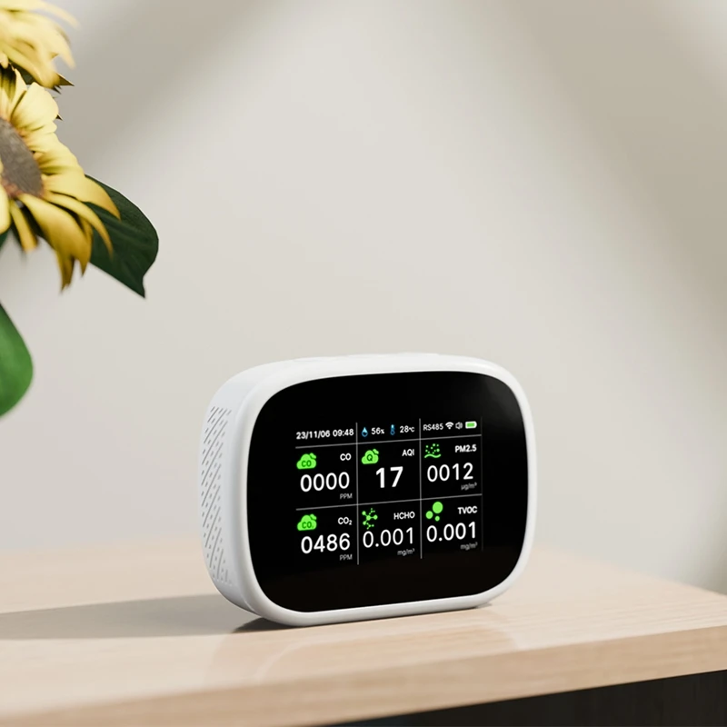 Tuya-Détecteur de qualité de l'air Wifi, 10 en 1, PM2.5, PM1.0, PM10, CO2, TVOC, HCHO, Testeur TFT, Affichage de l'heure, Compteur de température