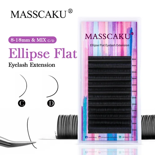 MASSCAKU elipse pestañas planas 0,15/0,20/0,25 seda pestañas individuales clásicas pestañas alambre suministro de maquillaje pestañas naturales suaves