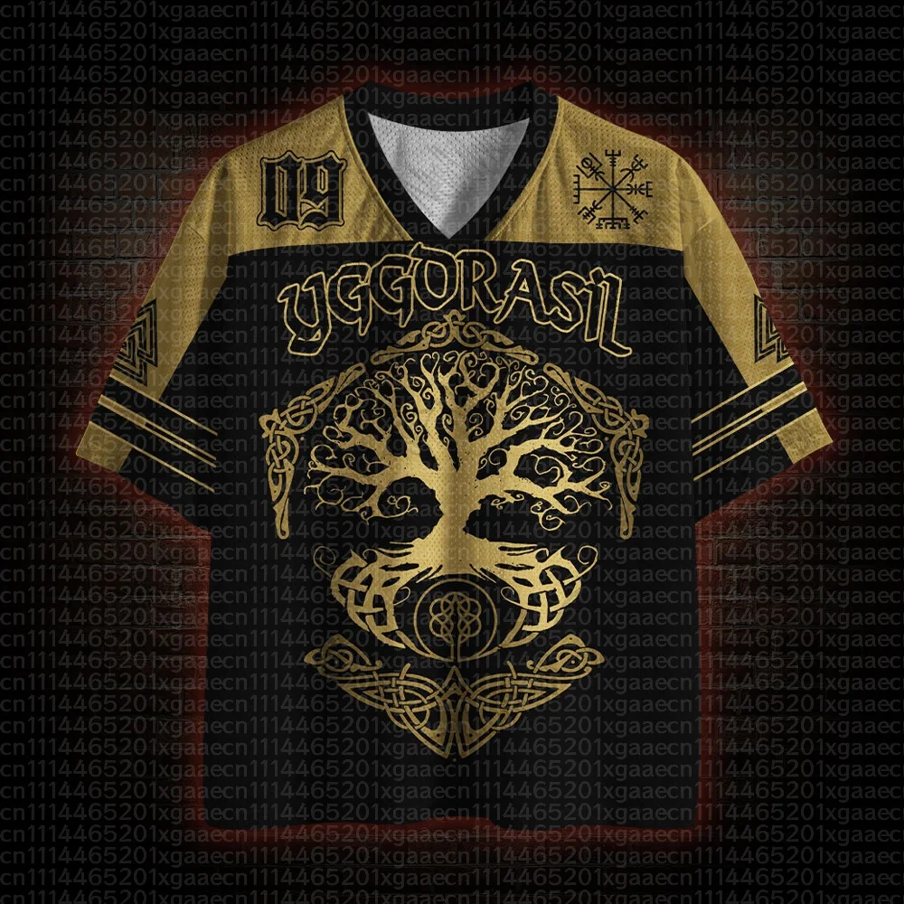 Nouvelle collection 2026 : T-shirt sportif à manches courtes et col en V, thème mythologique nordique, style urbain, cadeau idéal pour les fans.