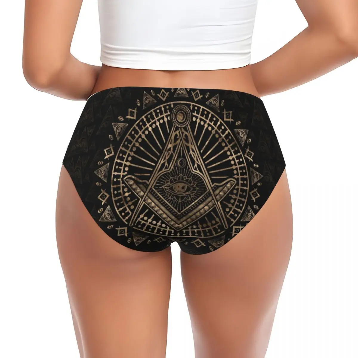 Custom Women Freemasonry Symbol Panties Stretch Mason Briefs Underwear