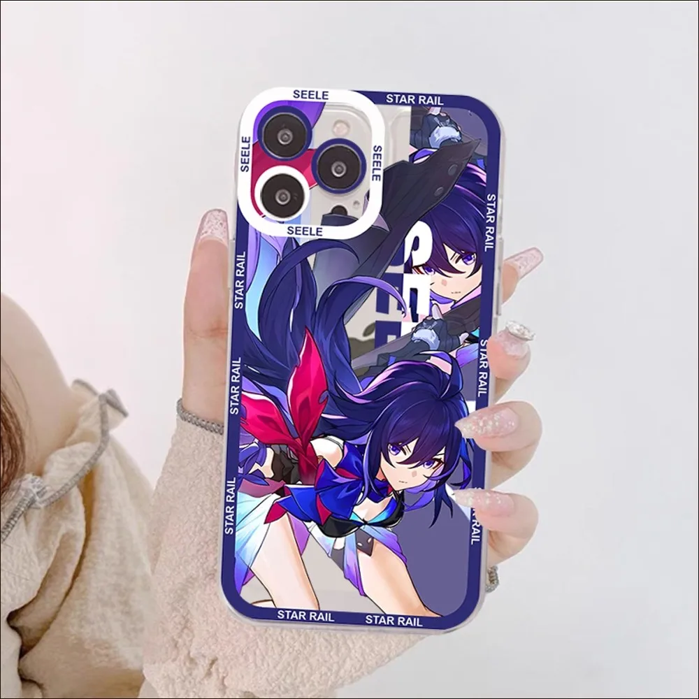 Honkai Star Rail Blade Jing Yuan custodia per telefono Gepard per IPhone 11 12 13 14 Mini Pro Max XR X XS custodia trasparente in TPU per 8 7 6 Plus