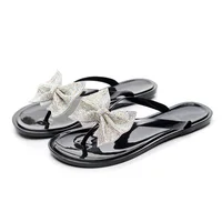 EOFK Sparkle Flip Flops Sandals for Women,Fashion Bow Rhinestone Thong Flat Slippers,Summer Casual Flip-Flops Shoes - Image 3