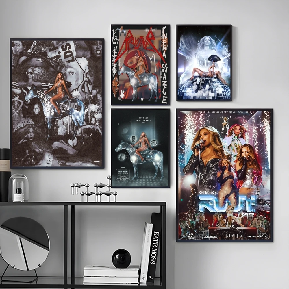 B-Beyonce Renaissance Singer Painting Calligraphy Canvas Poster Art for Bedroom Living Room Home Decor Decoration Decals Gift