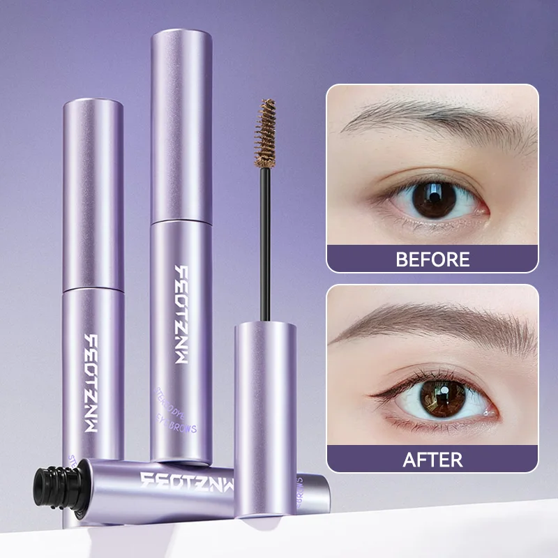 جل تصفيف الحواجب Feotznw - مقاوم للماء، خالي من البقع، لون طويل الأمد، شكل حواجب يشبه الريش، يتضمن فرشاة حلزونية