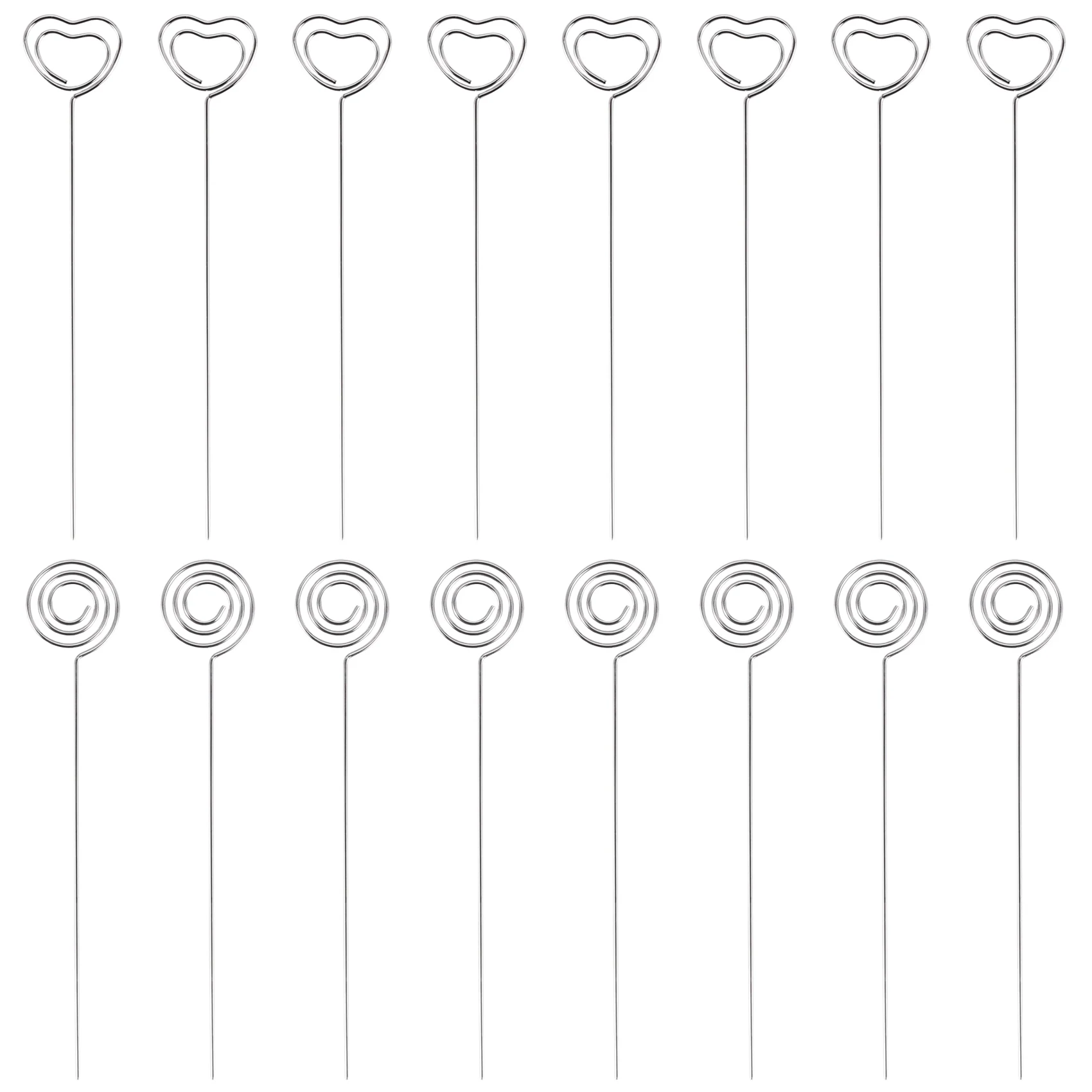 60 Pieces Metal Wires Memo Clip Note Card Holders Table Number Clip Photo Stand for Wedding Party Cake Decor, Round and Heart Sh