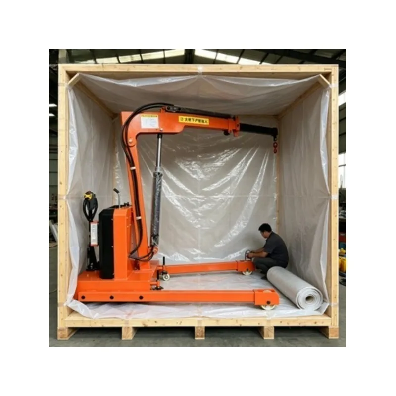 Compact Foldable Electric Crane with Adjustable Outriggers – 1000kg Hydraulic Lifting Hoist, Ideal for Uneven Floor Surfaces