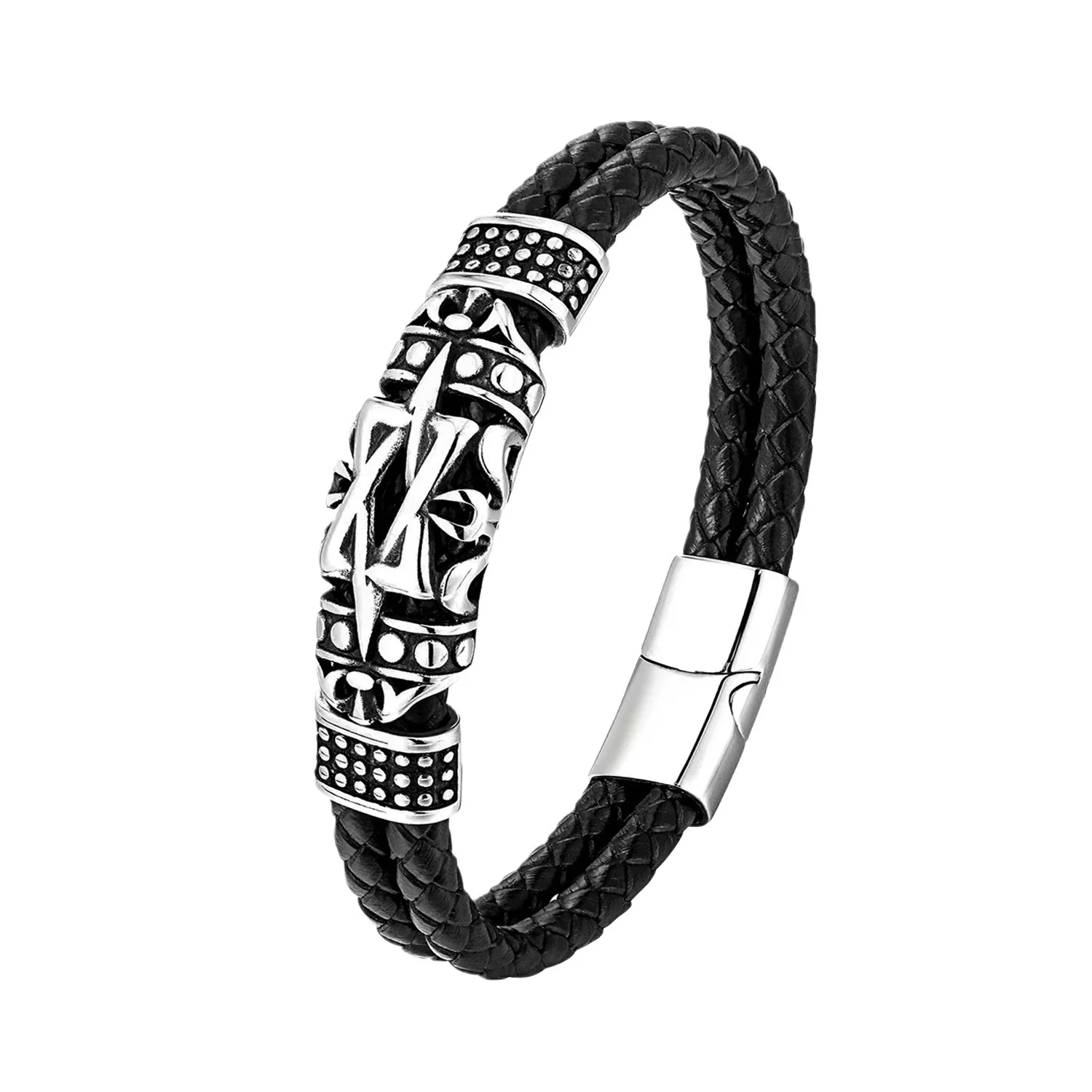 Fashionable Star of David Jewish Religious Jerusalem Morgan Star of David Leather Bracelet Men's Jewelry