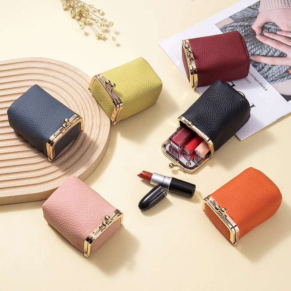 Echte Leder-Mini-Schmuckbox & Vintage-Geldbörse für Damen - Kompakter Reise-Münzbeutel, Lippenstift-Aufbewahrungsorganizer – Detail 2