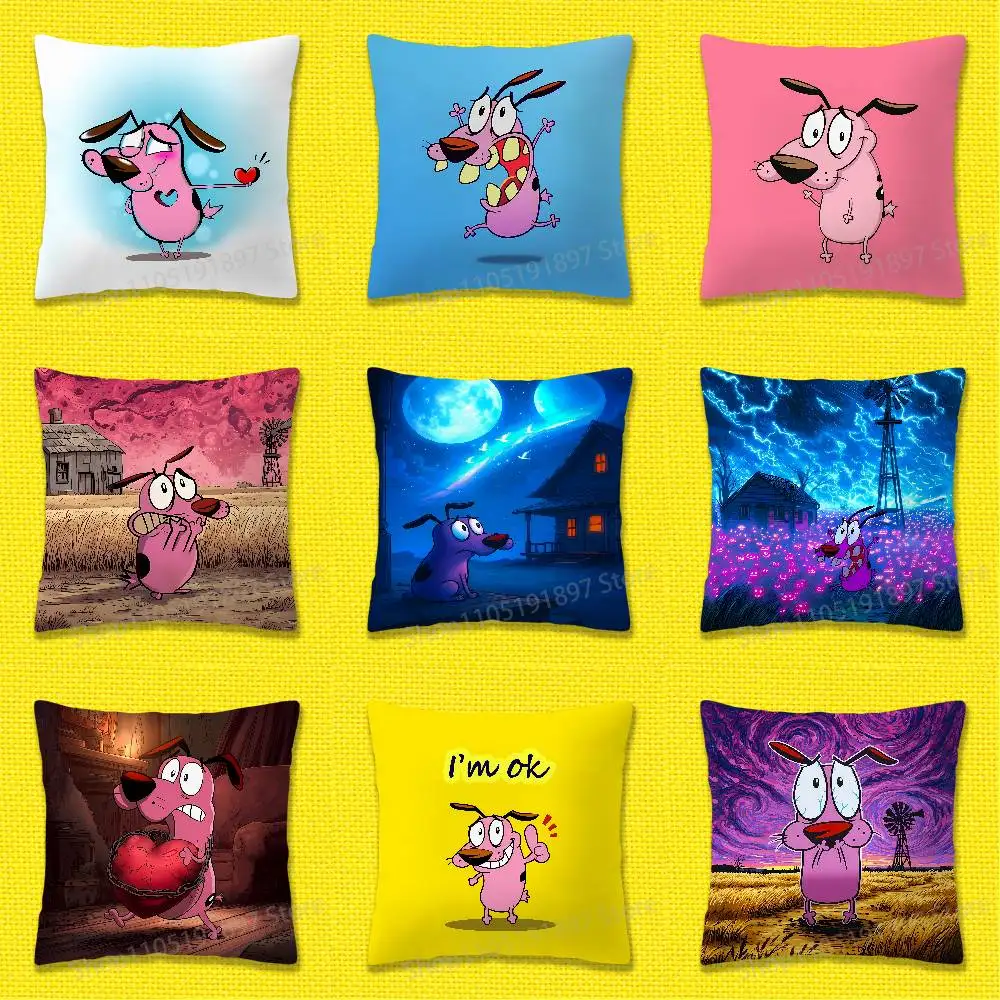 

Cartoon C-CowardlyS Dog Throw Pillow Case For 50cm 40cm 55cm 45cm 30cm Square Bedroom Pillowcase Cover