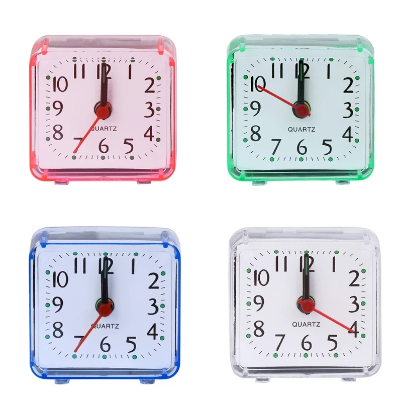 Mini Square Alarm Clock Mute Analog  Ticking Battery Operated Clocks for Children Boys Girls Birthday Gift Attachment