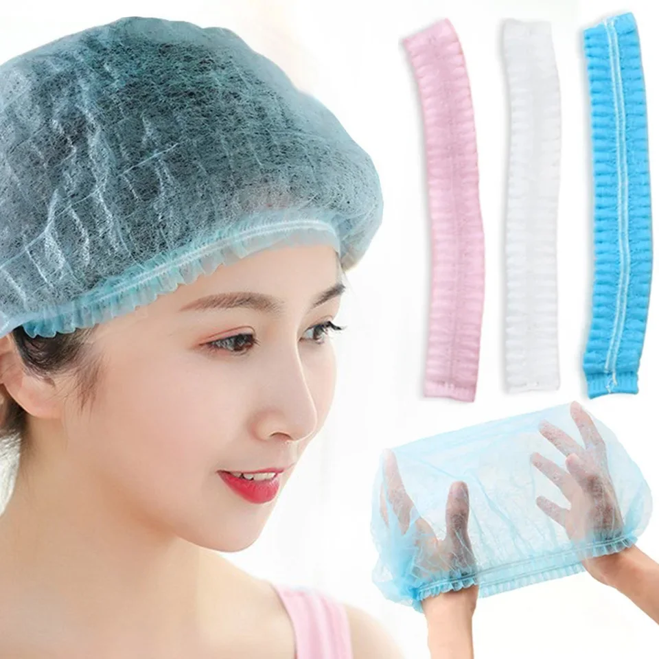 Gorro estéril desechable de tela no tejida para Injerto de pestañas, maquillaje, gorros de red para el cabello, SPA, salón de belleza, suministros de baño, 50/100 piezas