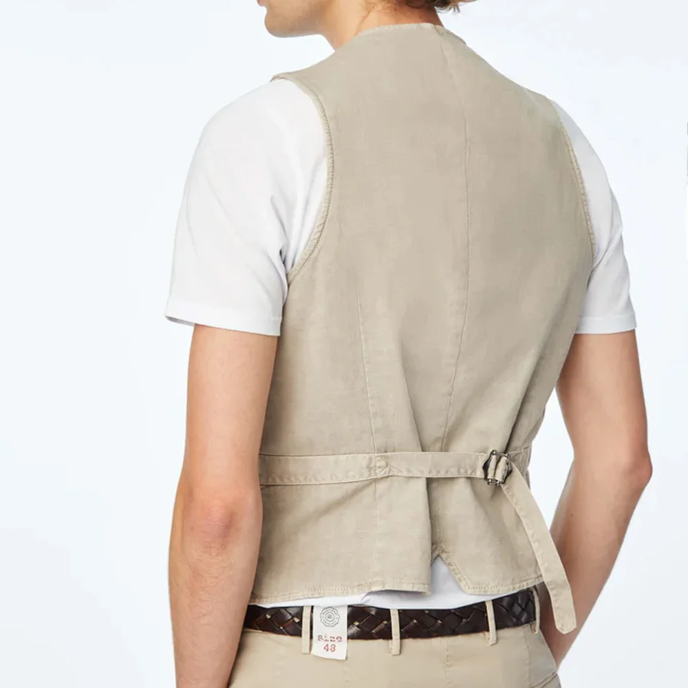 Chaleco de trabajo Formal de un solo pecho para hombre, chalecos informales para hombre, bolsillos con solapa, traje de moda, solapas con muescas de lino para trabajo