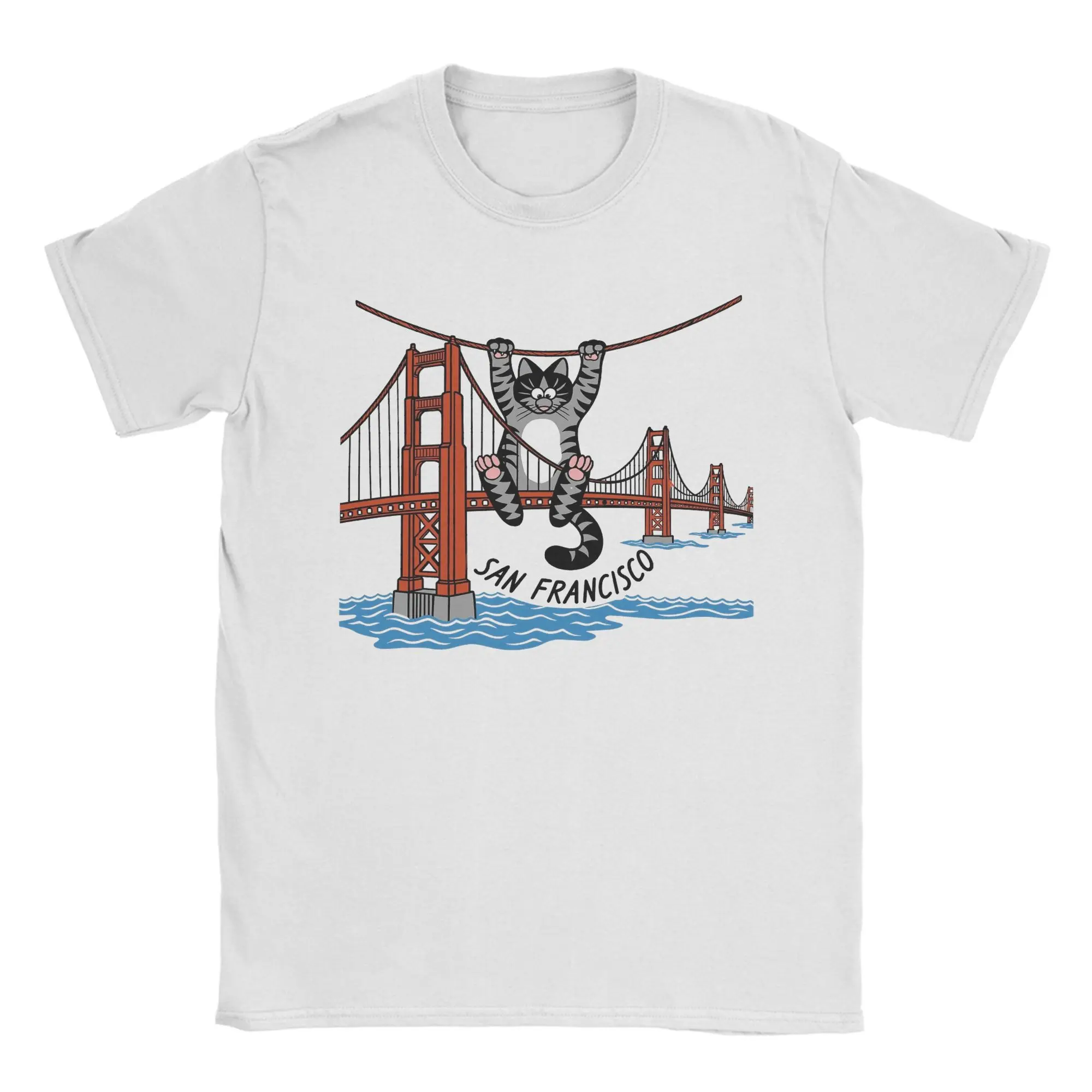 Ryan Gosling Cat San Francisco Bridge T Shirts Men Cotton T-Shirt O Neck Project Hail Mary Tees Short Sleeve Clothing Graphic