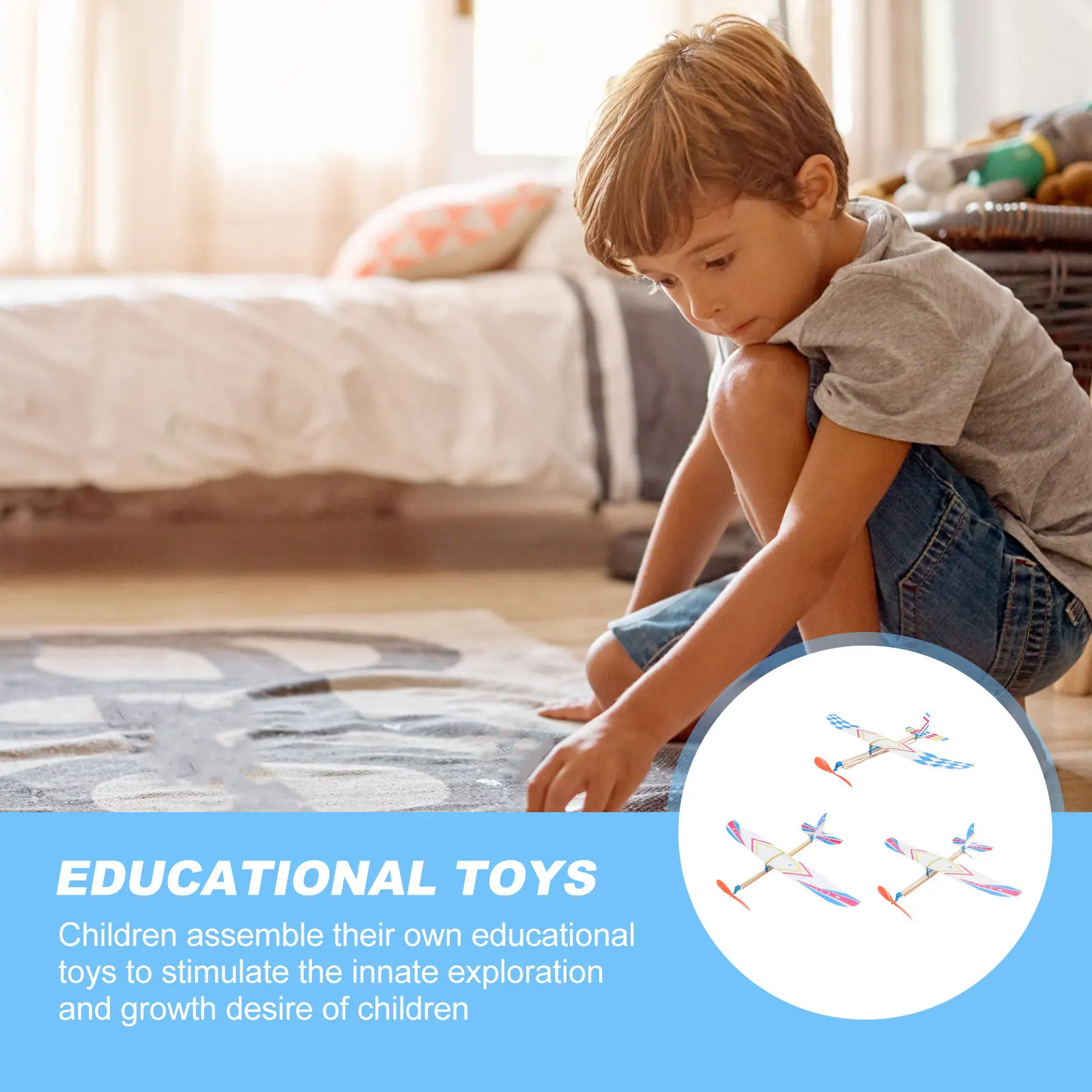 

1Set Small Colorful DIY Rubber Band Powered Aircraft Educational Assemble Bird Design Aircraft Enhance Logic Skills