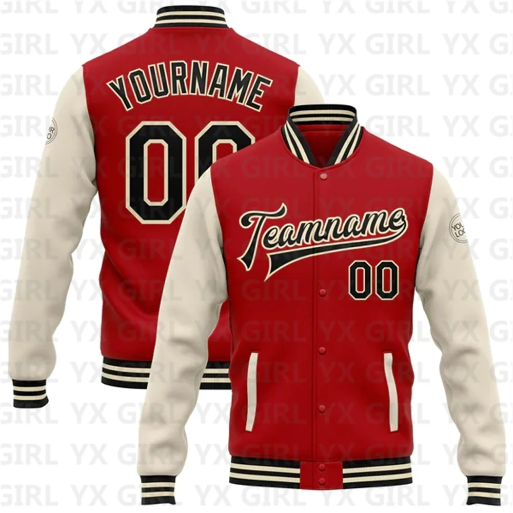 Custom Red Black-White Bomber Full-Snap Varsity Letterman Two Tone Jacket 3D Baseball Button Jacket