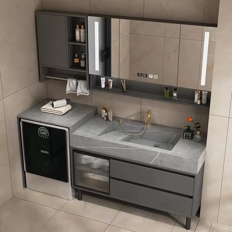 

Rock slab cabinet combined balcony integrated washing machine cabinet washbasin toilet washbasin sink with rubbing board