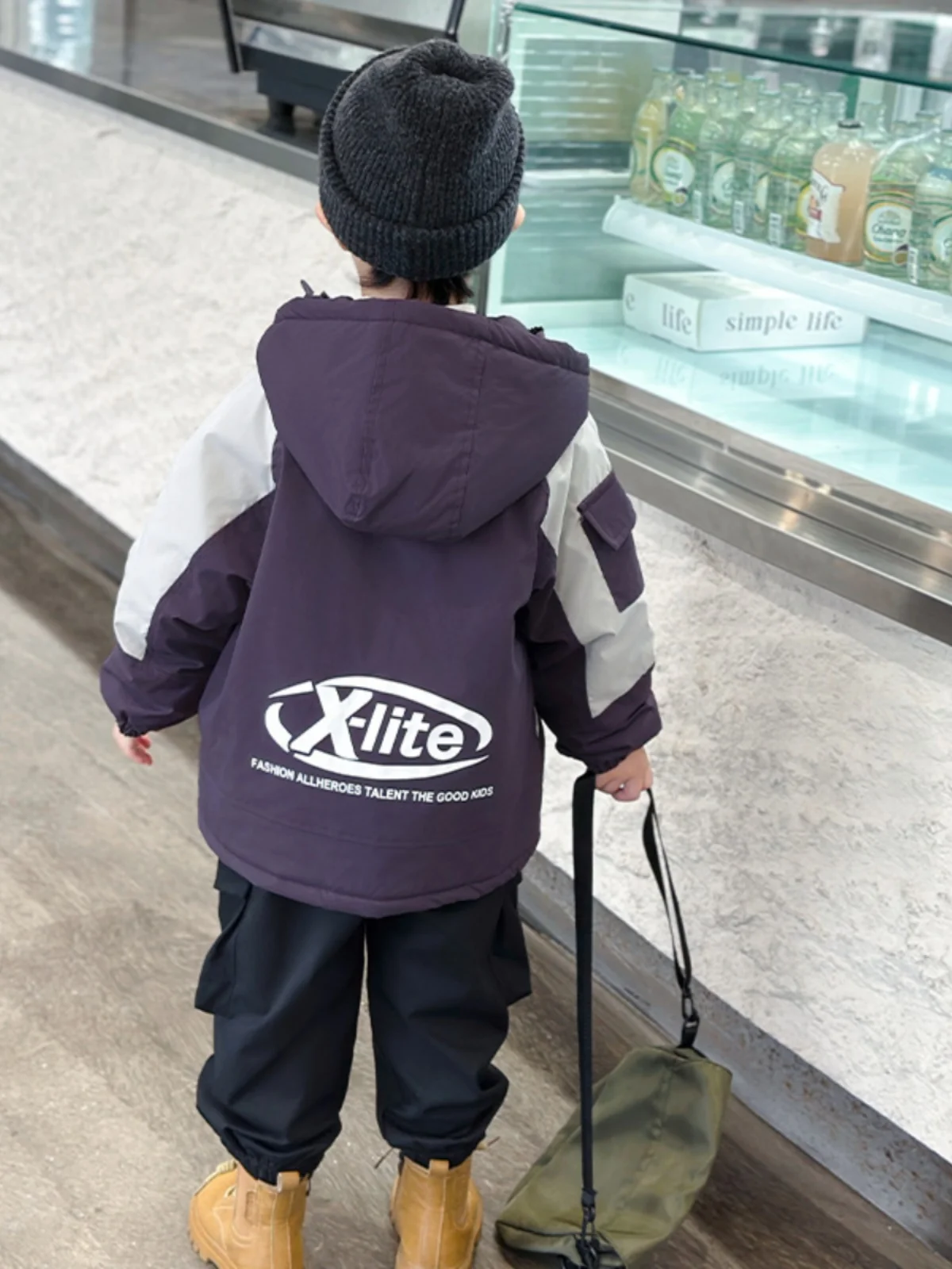 

Thickened Fleece Lined Hooded Cotton Jacket for Boys Youthful Stylish Winter Coat Baby Boy Trendy Clothing Warm Standard Fit