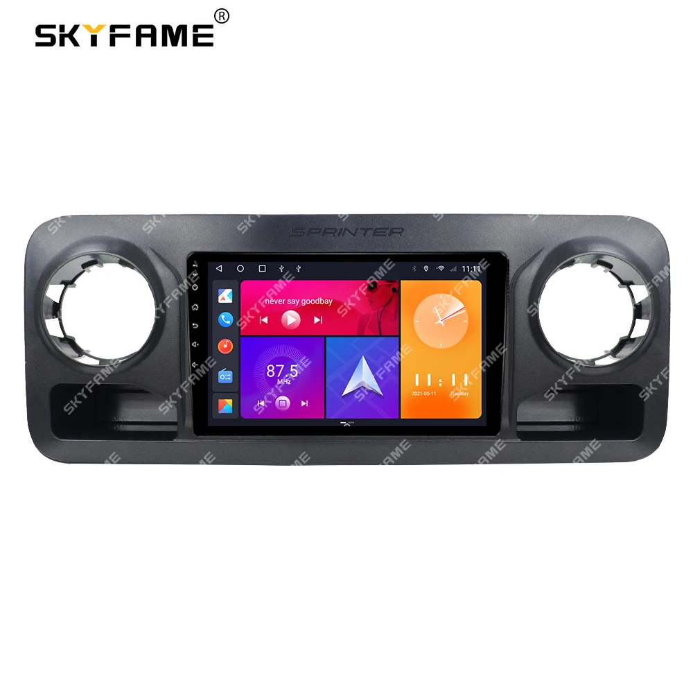 SKYFAME Car Frame Fascia Adapter Canbus Box Decoder Android Radio Dash Fitting Panel Kit For Benz Sprinter Spinway W907