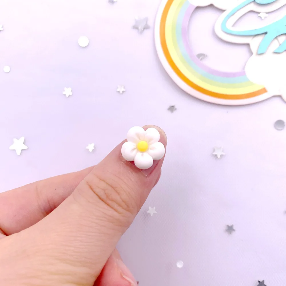 Colorful Resin Mini Cartoon Kawaii Flower Flatback Cabochon Scrapbook 30PCS DIY Accessory Decor Figurines Hair Accessories OM391