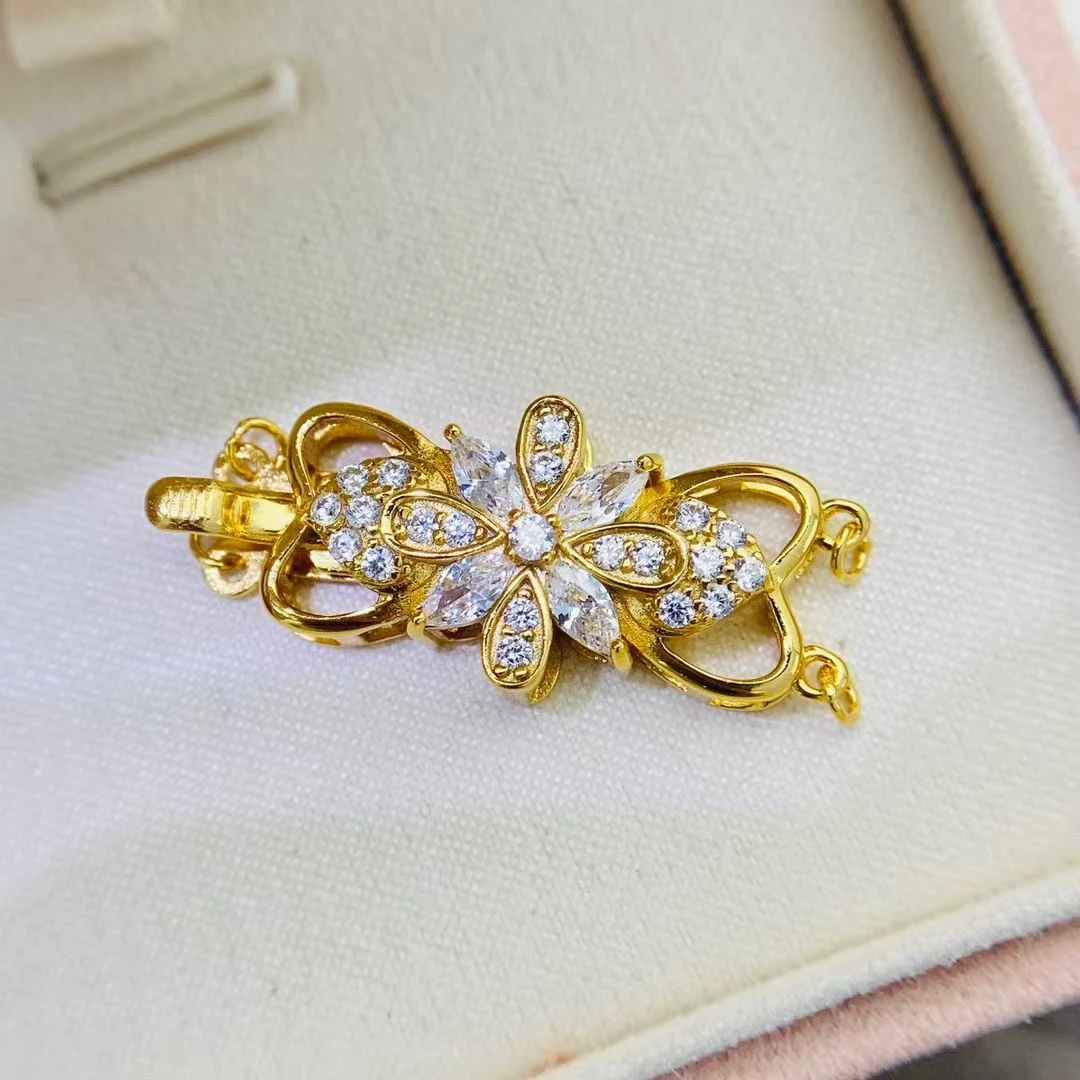 

Wholesale Two Rows DIY 925 Sterling Silver Necklace Bracelet Clasp Hook Accessories for 5-7mm Pearls 5pcs/lot