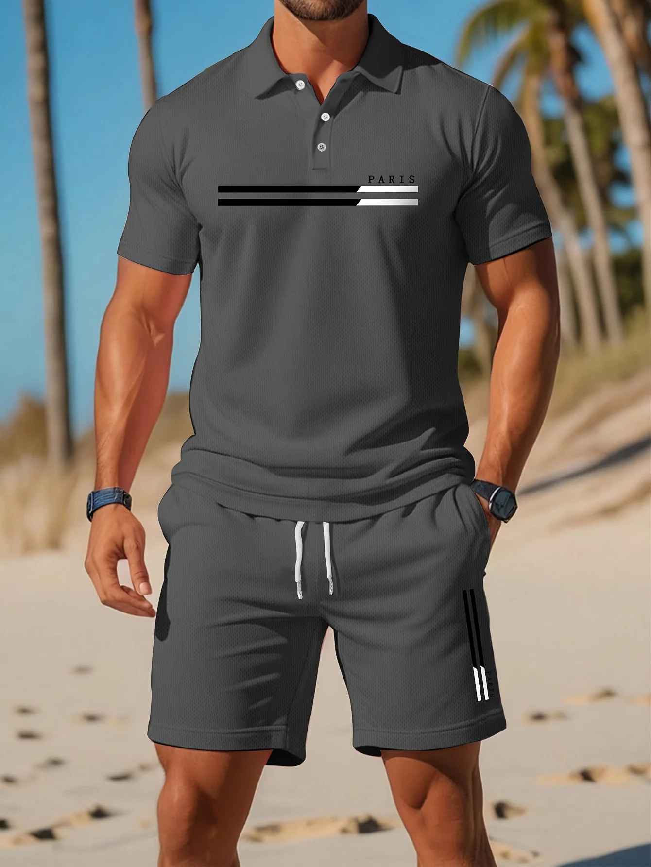 Ensemble Polo Homme Été 2026 - Motif Imprimé 3D - Vêtements d'Extérieur Respirants, Légers, Confortables et Tendance pour Homme