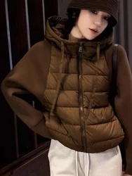 Fashionable and Stylish Jacket, Maillard Short Style Temperament Warm Hooded Cardigan Down Cotton Jacket, Women's Spring 2024