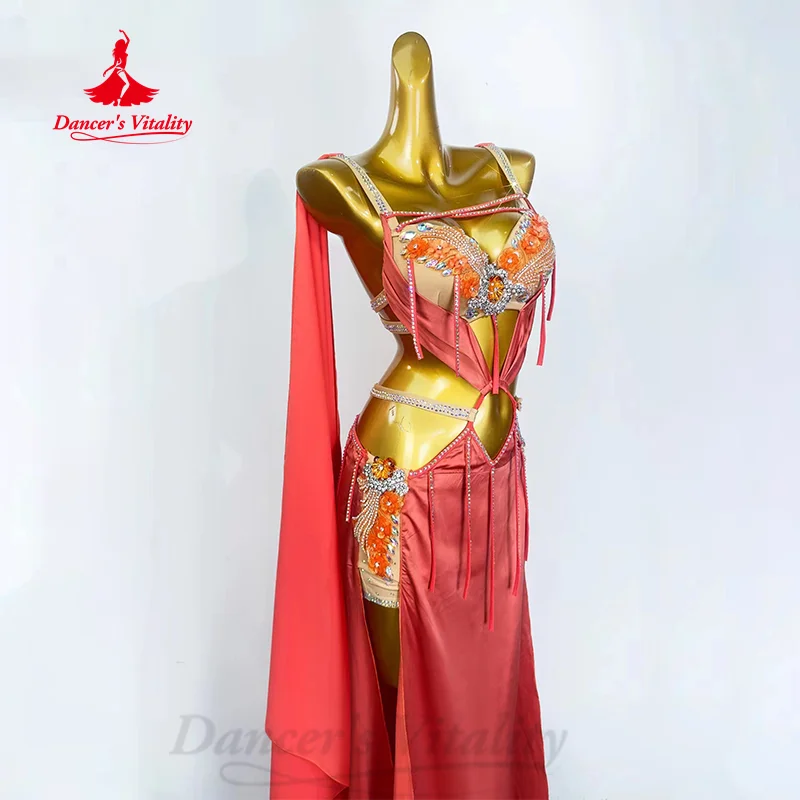 Robe de danse de luxe personnalisée avec biscuits pour femmes, robe de performance professionnelle, fleur exquise, vêtements pour le ventre, financièrement
