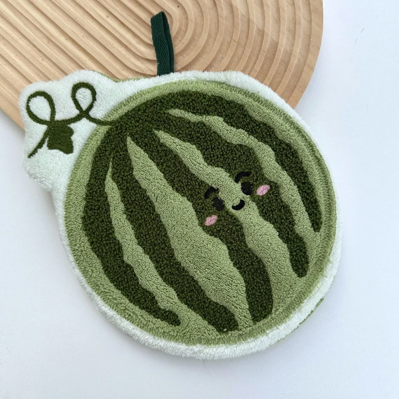 Lindo Toalla de Cocina Colgante con Diseño de Frutas, Absorbente, de Felpa de Coral, Pequeña Toalla de Regalo para Accesorios de Cocina